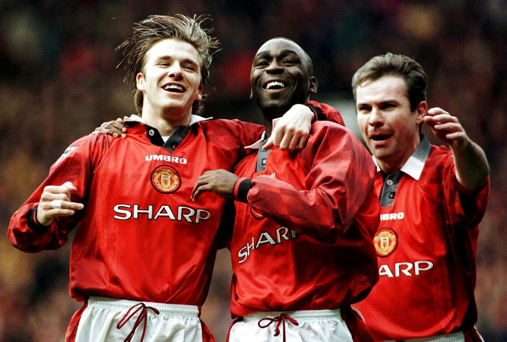Tre af de helt store Manchester United-legender Andy Cole, David Beckham og Brian McClair fejrede godt med mål for storklubben.