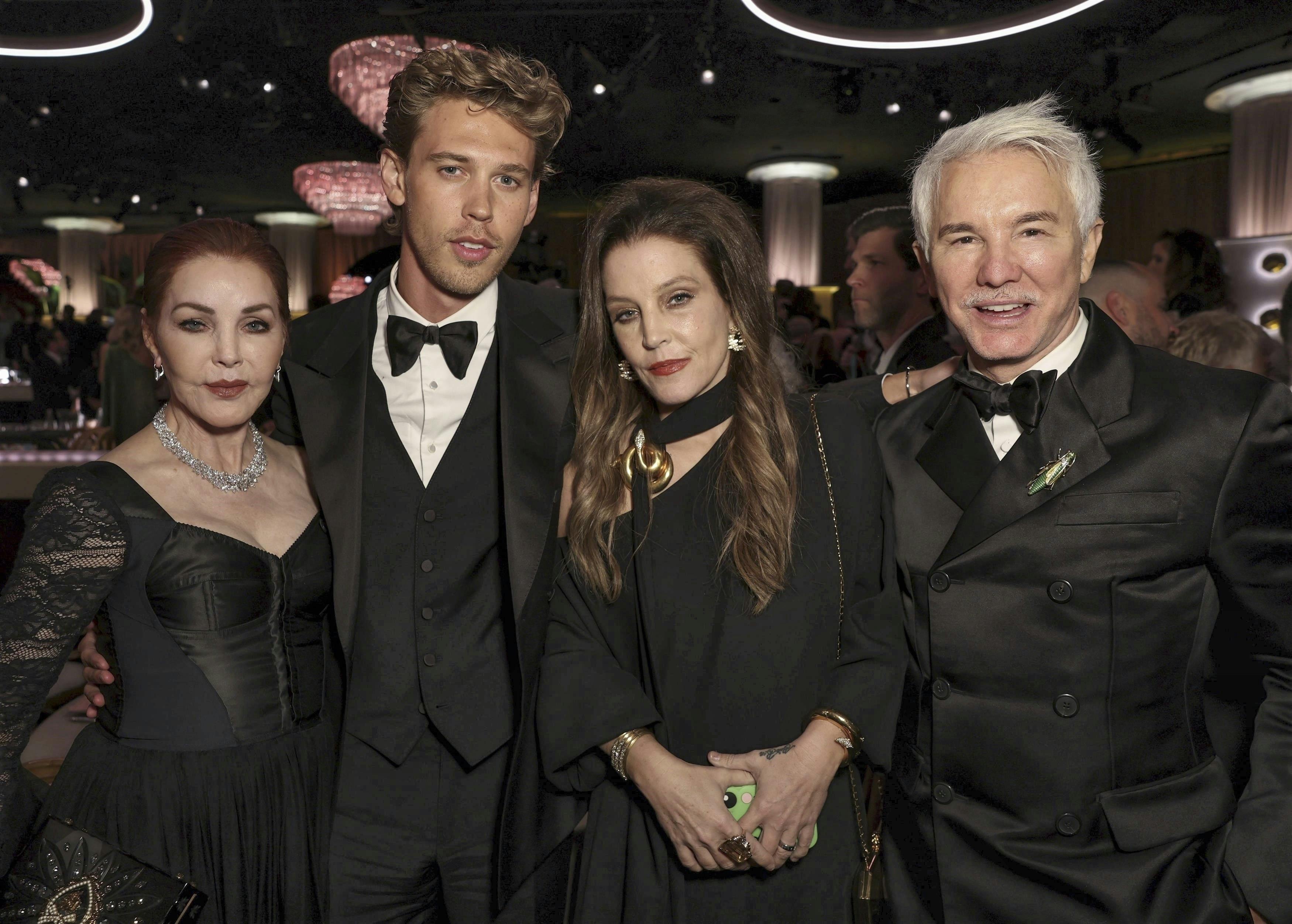 Priscilla Presley, Austin Butler, Lisa Marie Presley og Baz Luhrmann