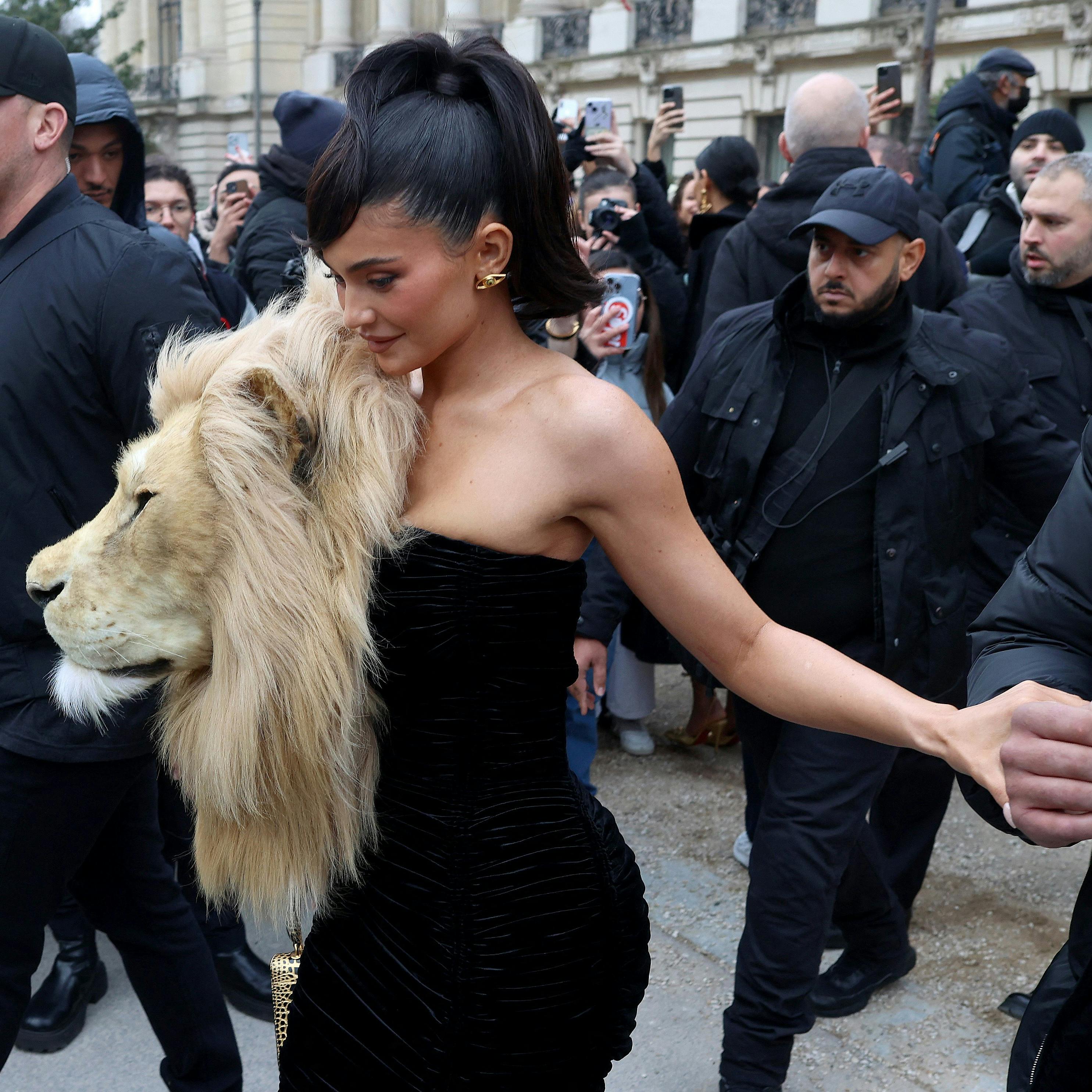Er det ikke? Jo, det er skam et løvehoved, der sidder på Kylie Jenners kjole. 