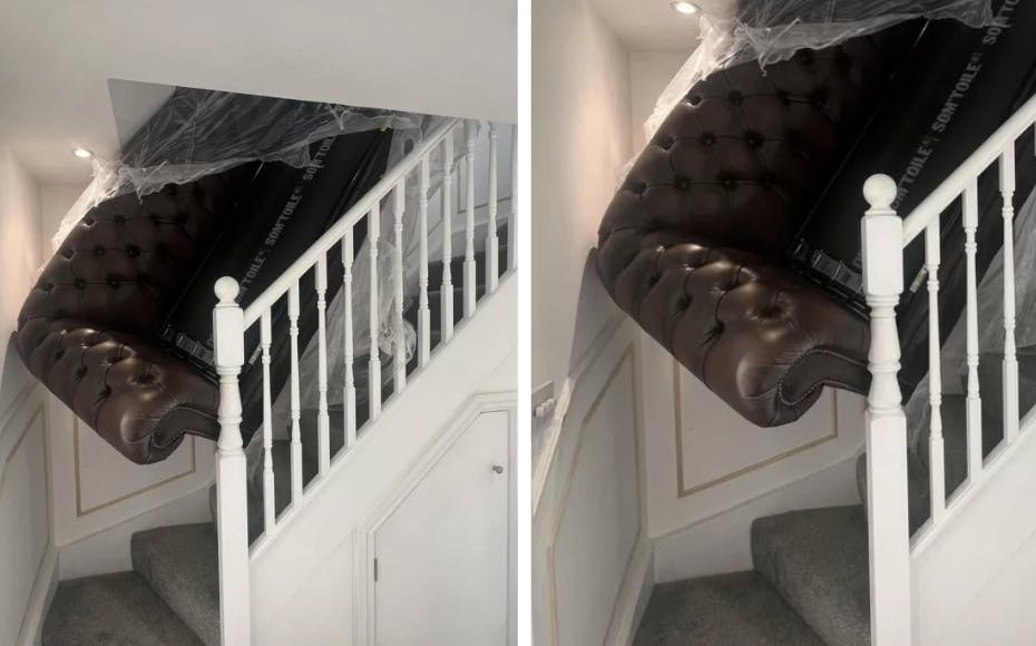 En mand var ikke helt tilfreds med den måde, som et leveringsfirma havde efterladt hans nye sofa på.&nbsp;