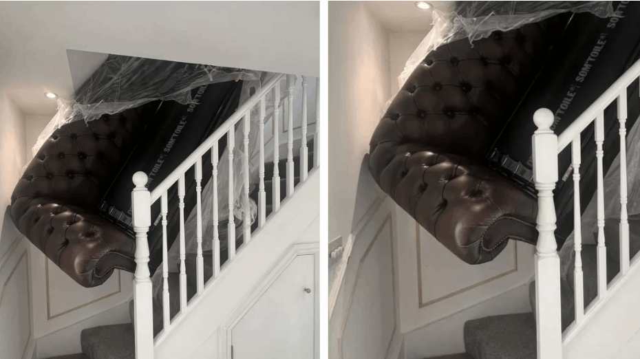 En mand var ikke helt tilfreds med den måde, som et leveringsfirma havde efterladt hans nye sofa på. 