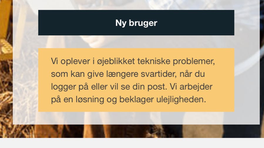 Denne besked bliver man mødt af, når man vil logge ind på E-boks. 