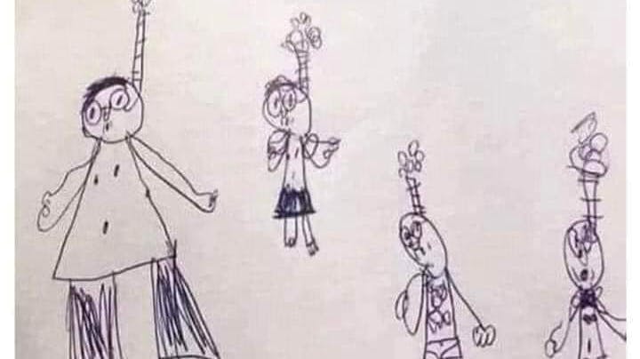 Det var denne tegning, som skolelæreren gik en smule i panik over. 