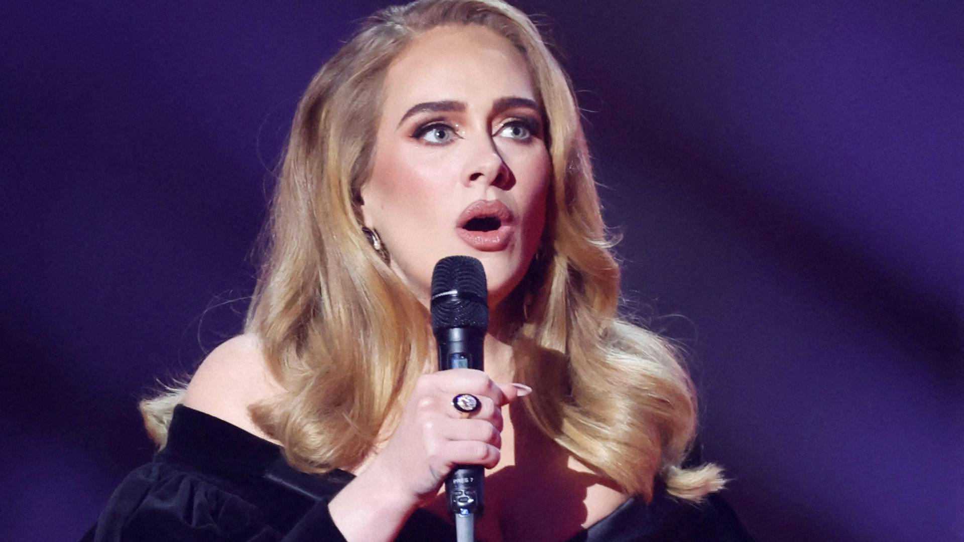 Adele lod sig i den grad begejstre, da hun mødte The Rock til årets Grammy-uddeling. (arkivfoto)