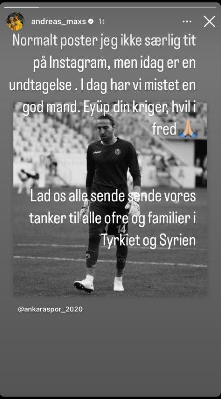 Andreas Maxsø har delt dette billede på sin Instagram-story.