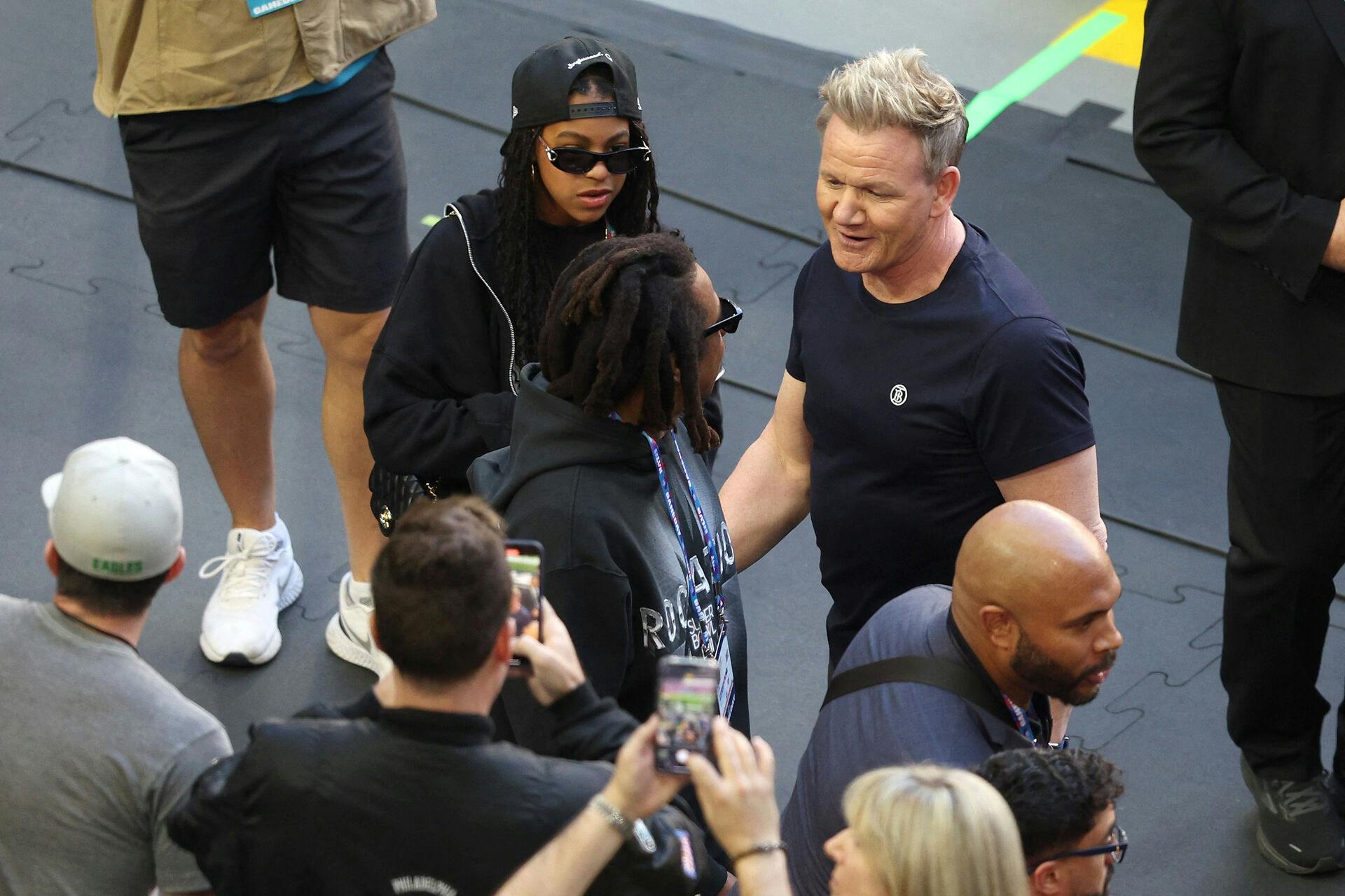 Jay-Z, datteren Blue Ivy og Gordon Ramsay var blandt de mange stjerner ved årets Super Bowl. nbsp;