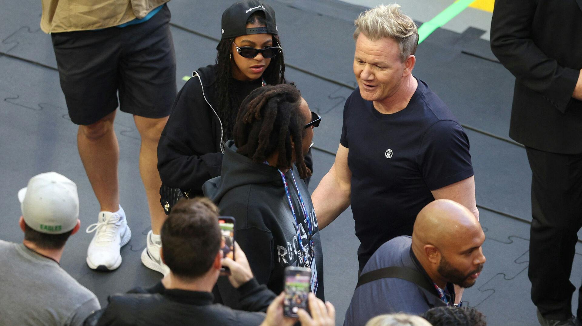 Jay-Z, datteren Blue Ivy og Gordon Ramsay var blandt de mange stjerner ved årets Super Bowl. nbsp;