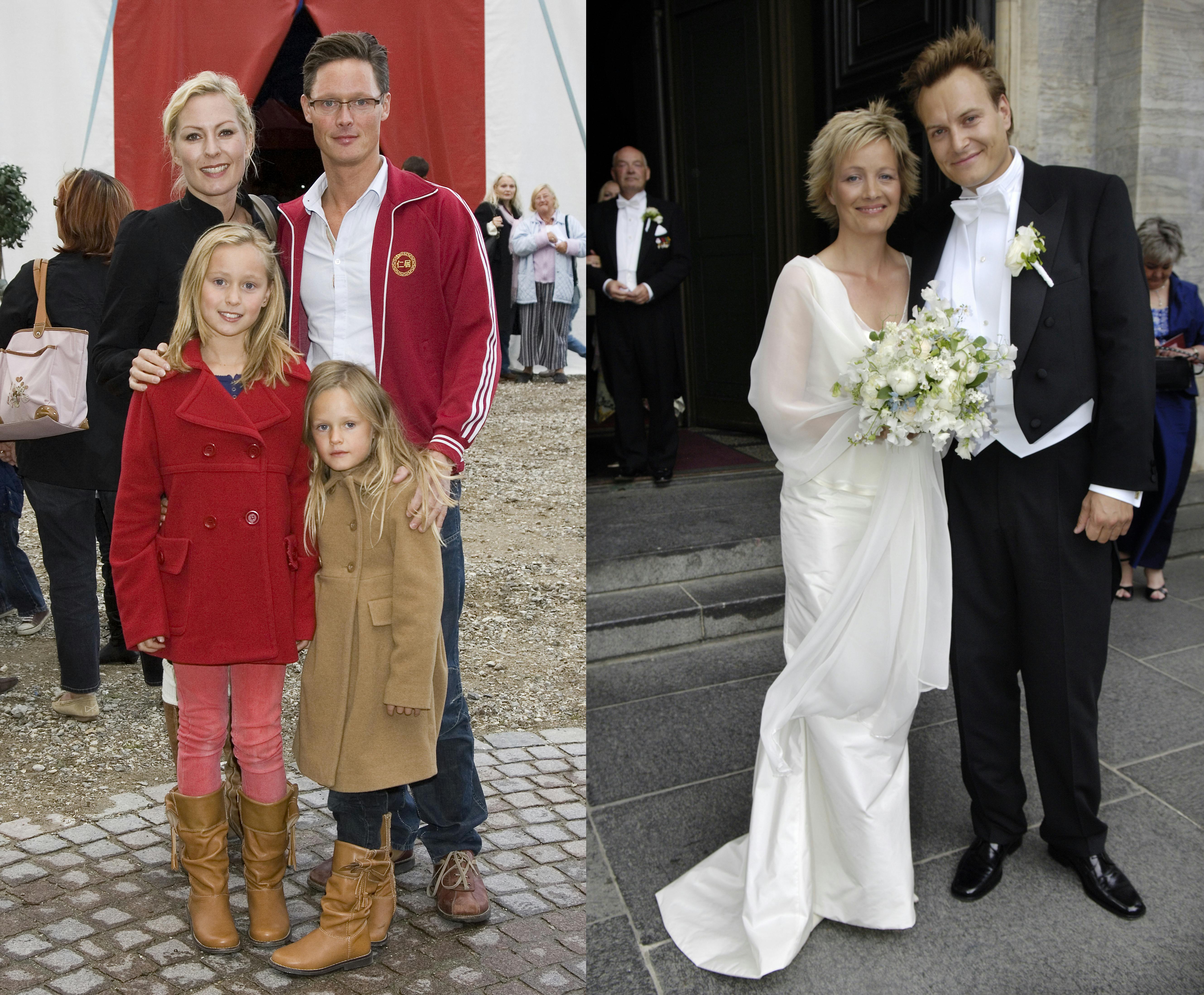 Cecilie Beck med eksmanden og deres fælles døtre, og Tantholdt og Boserup på deres bryllupsdag.&nbsp;
