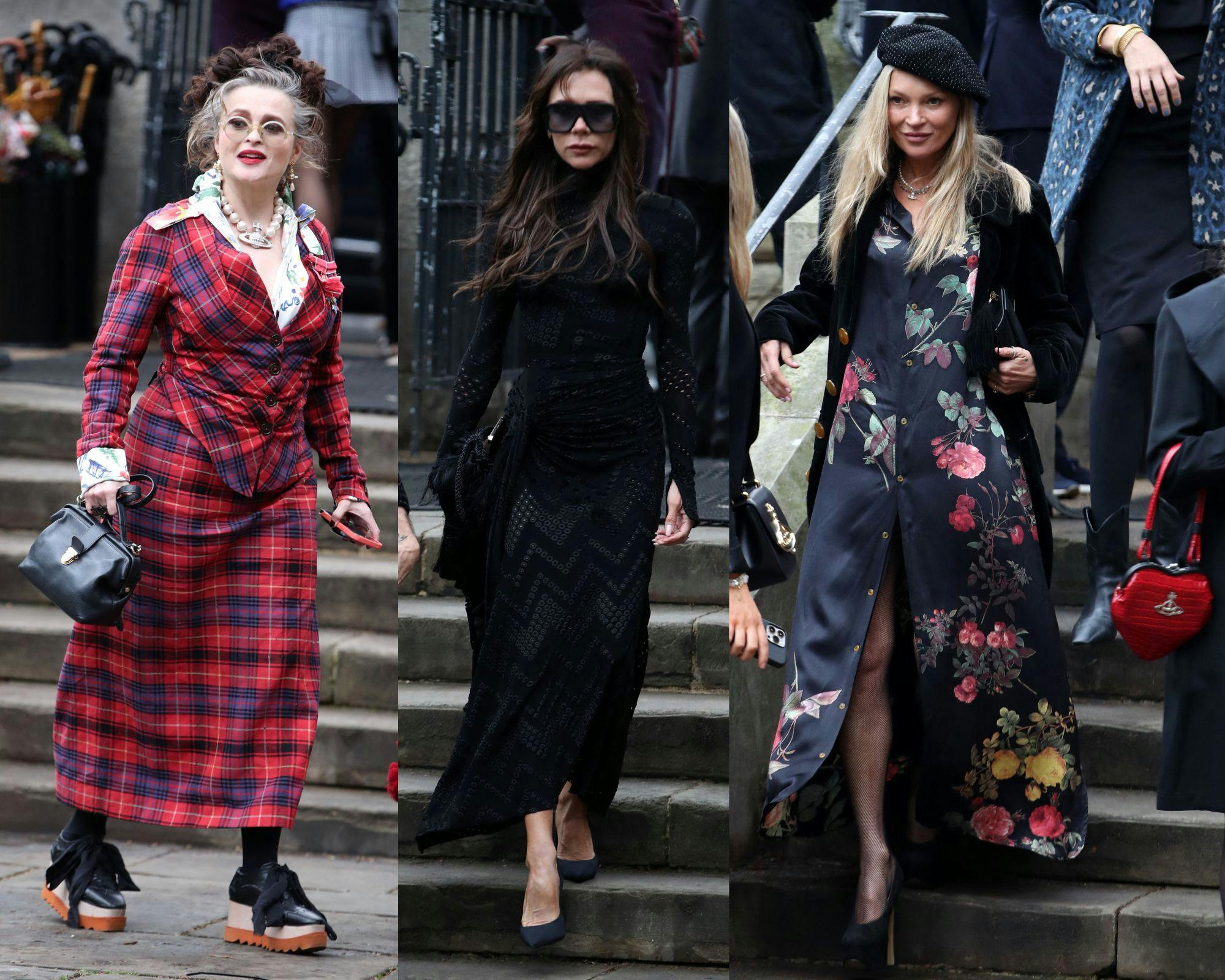 Helena Bonham Carter, Victoria Beckham og Kate Moss var bare nogle af gæsterne til Vivienne Westwoods mindehøjtidelighed. nbsp;