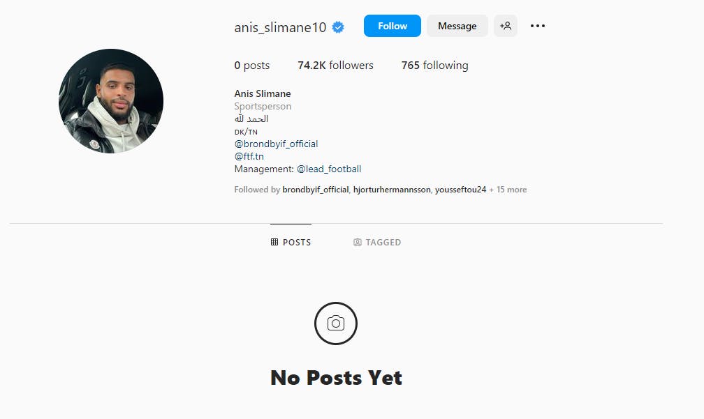 Sådan ser det ud, hvis man forsøger at gå ind på Anis Slimanes Instagram-profil.