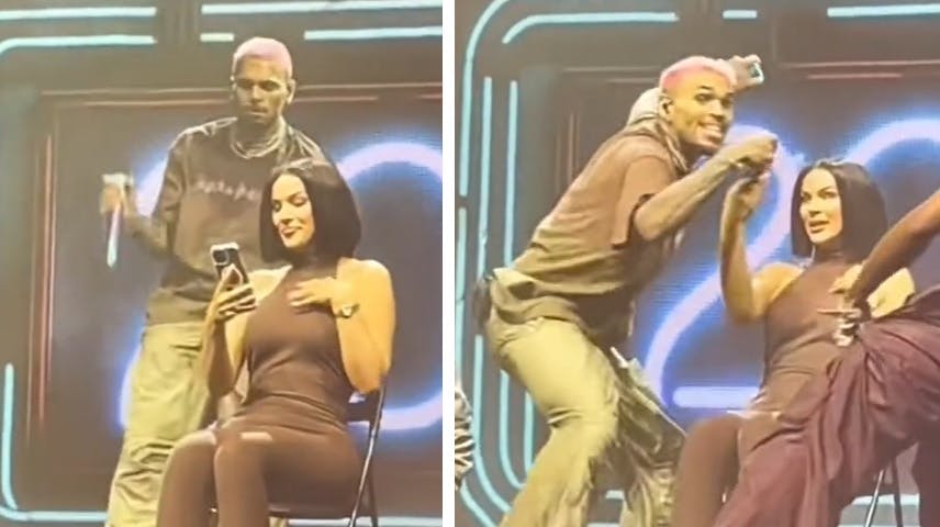 Her får Chris Brown nok og kaster telefonen.
