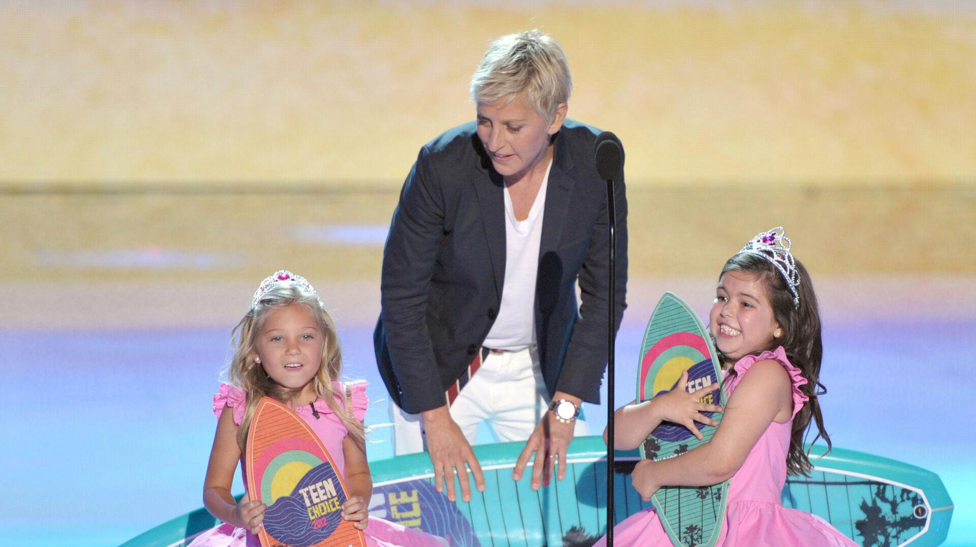 Rosie McClelland og Sophia Grace sammen med Ellen DeGeneres
