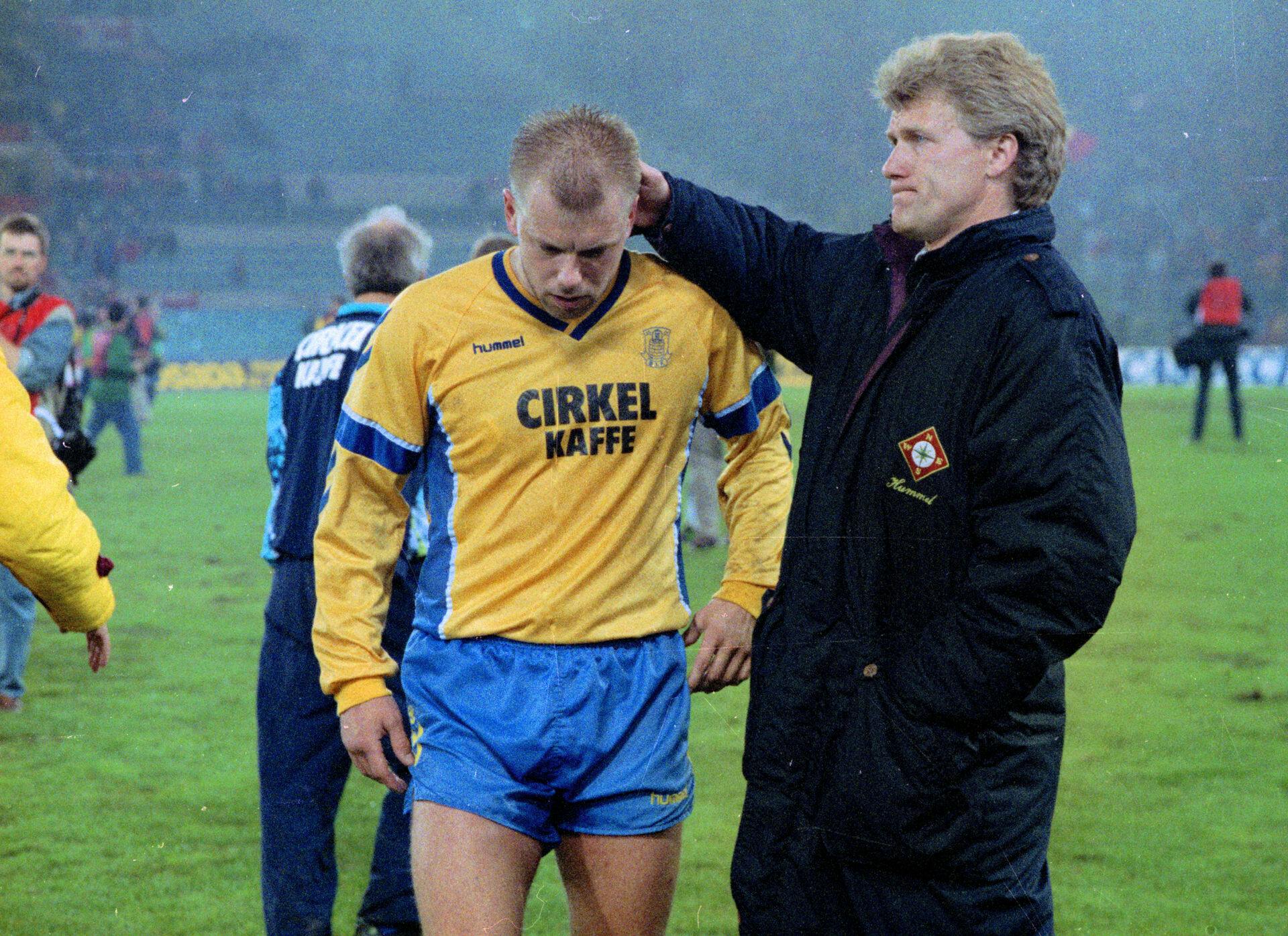 Den tidligere landstræner Morten Olsen nåede at være Frank Pingels træner i Brøndby.