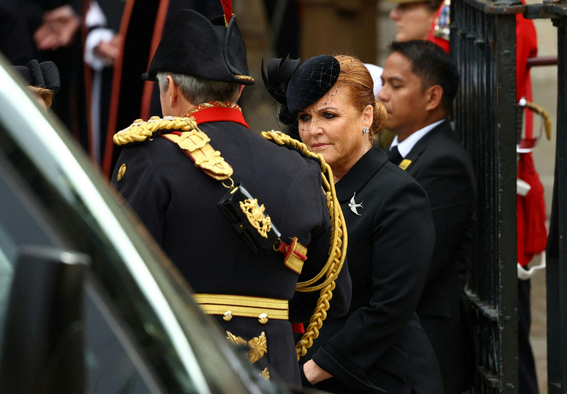 Sarah, hertuginden af York, uden for Westminster Abbey, til dronning Elizabeths begravelse i september 2022.