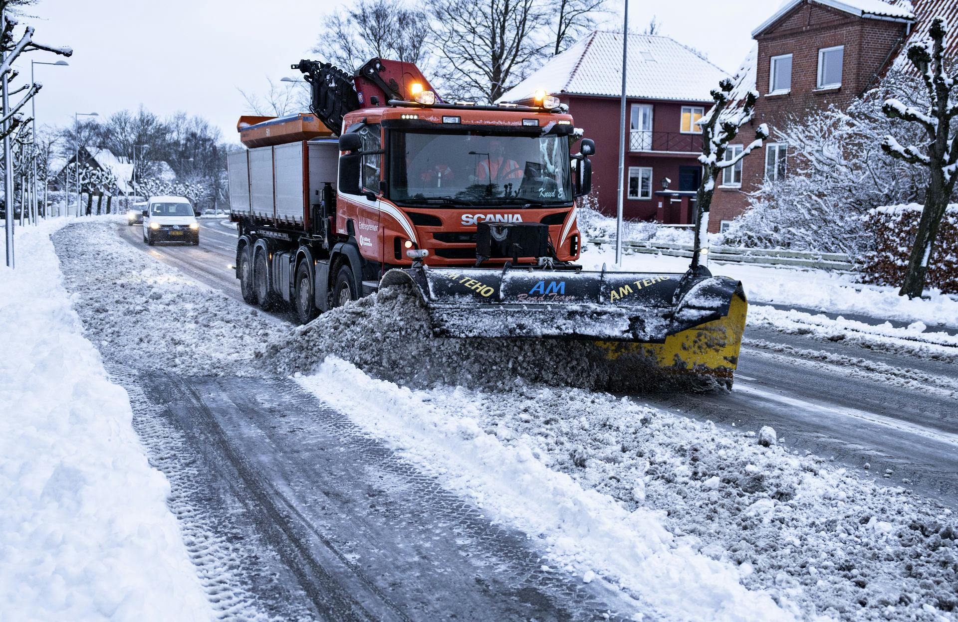 Her er sneploven i aktion i Aalborg.