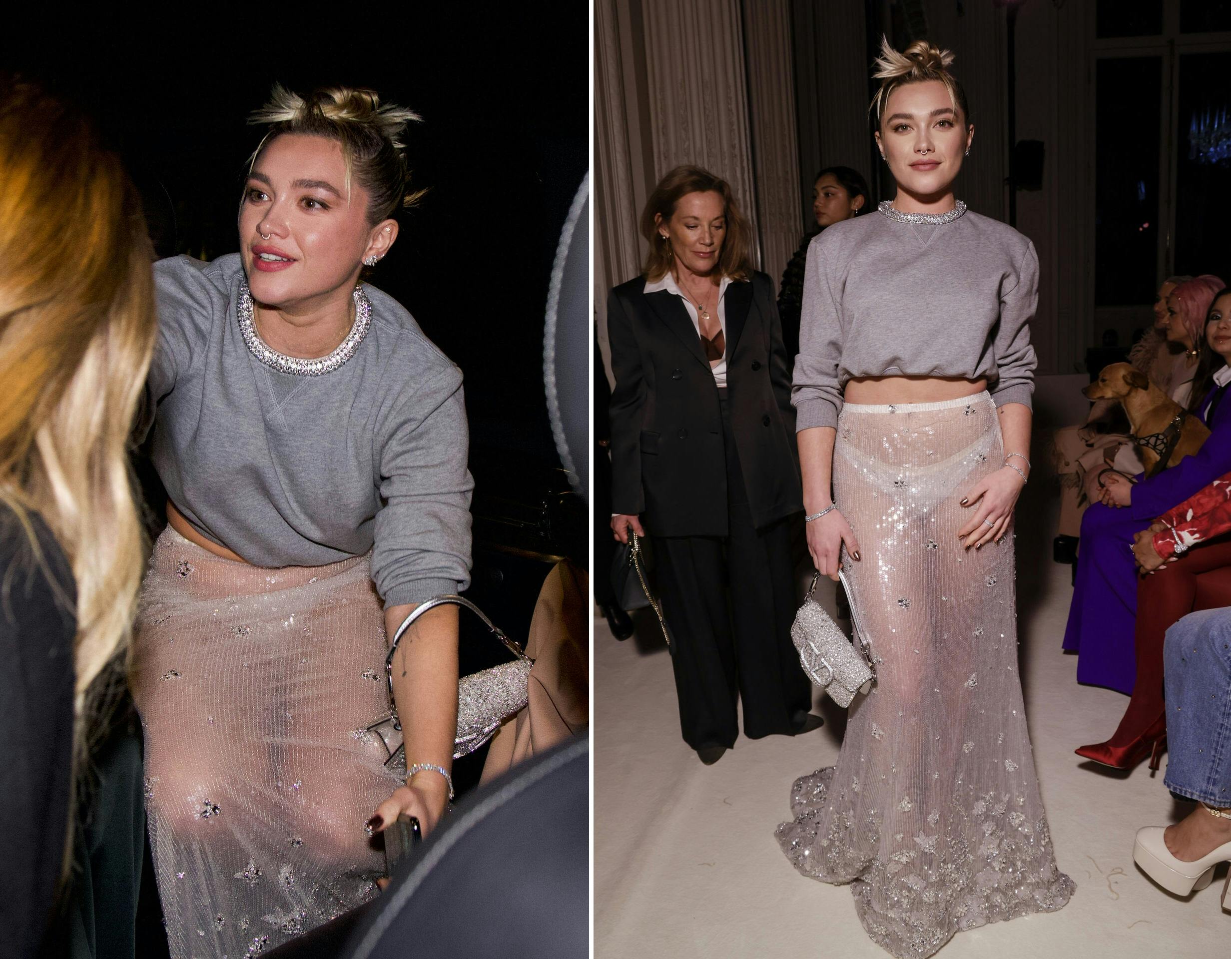 Florence Pugh viste stængerne og trusserne frem til modeshow i Rom.
