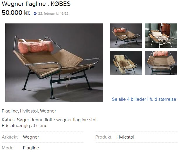 Der er flere, der i øjeblikket søger den flotte Wegner Flagline-stol 