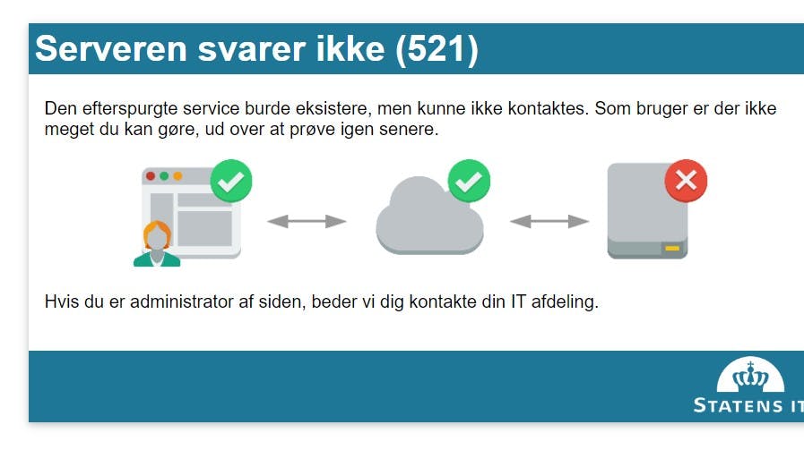 På flere ministeriers hjemmesider møder man lige nu denne besked.