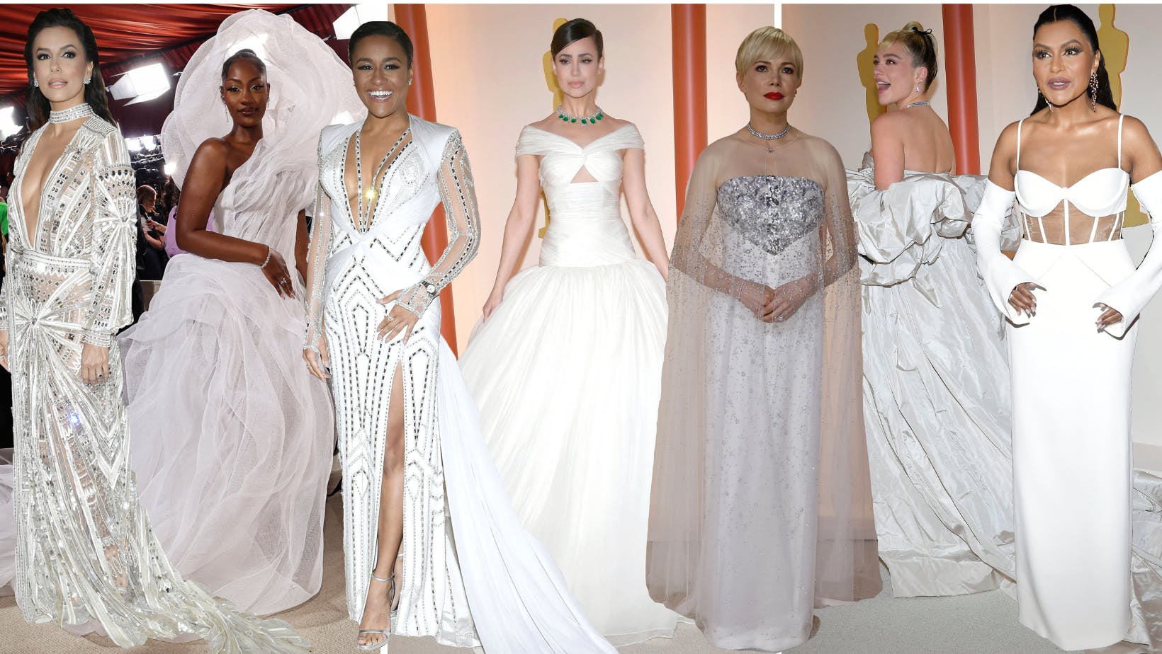 Mange stjerner fik samme idé til kjolevalg ved Oscar 2023: En gulvlang, hvid kjole eller ligefrem en brudekjole