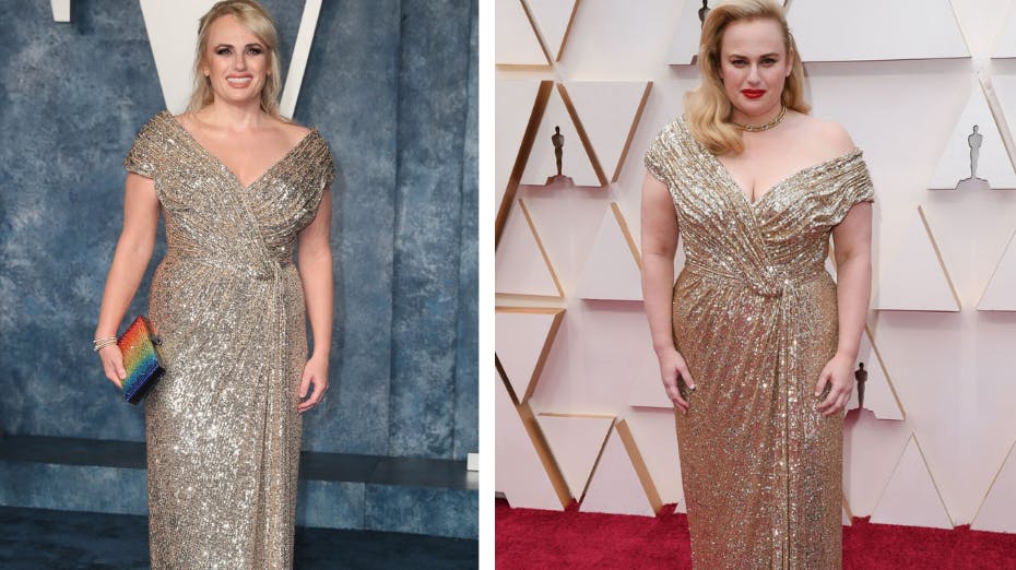 Rebel Wilson, 43, bar den samme kjole til både Oscarfesten i 2020 og 2023.