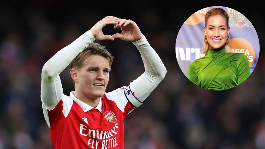Arsenal-stjernen Martin Ødegaard og "Skal vi danse"-stjernen Helene Spilling dukkede op til London Football Awards sammen. nbsp;