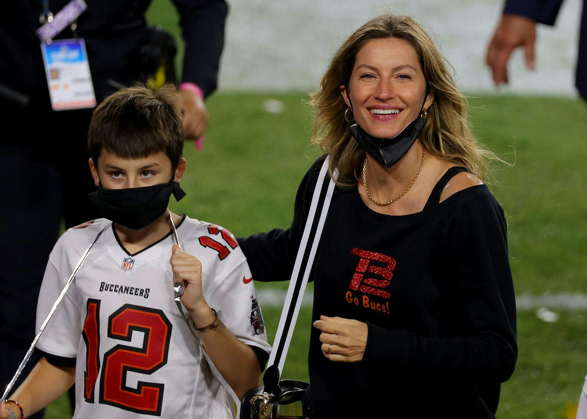 Gisele Bündchen har i årevis heppet på Tom Brady, når han spillede fodbold. Her til Super Bowl i februar 2021.