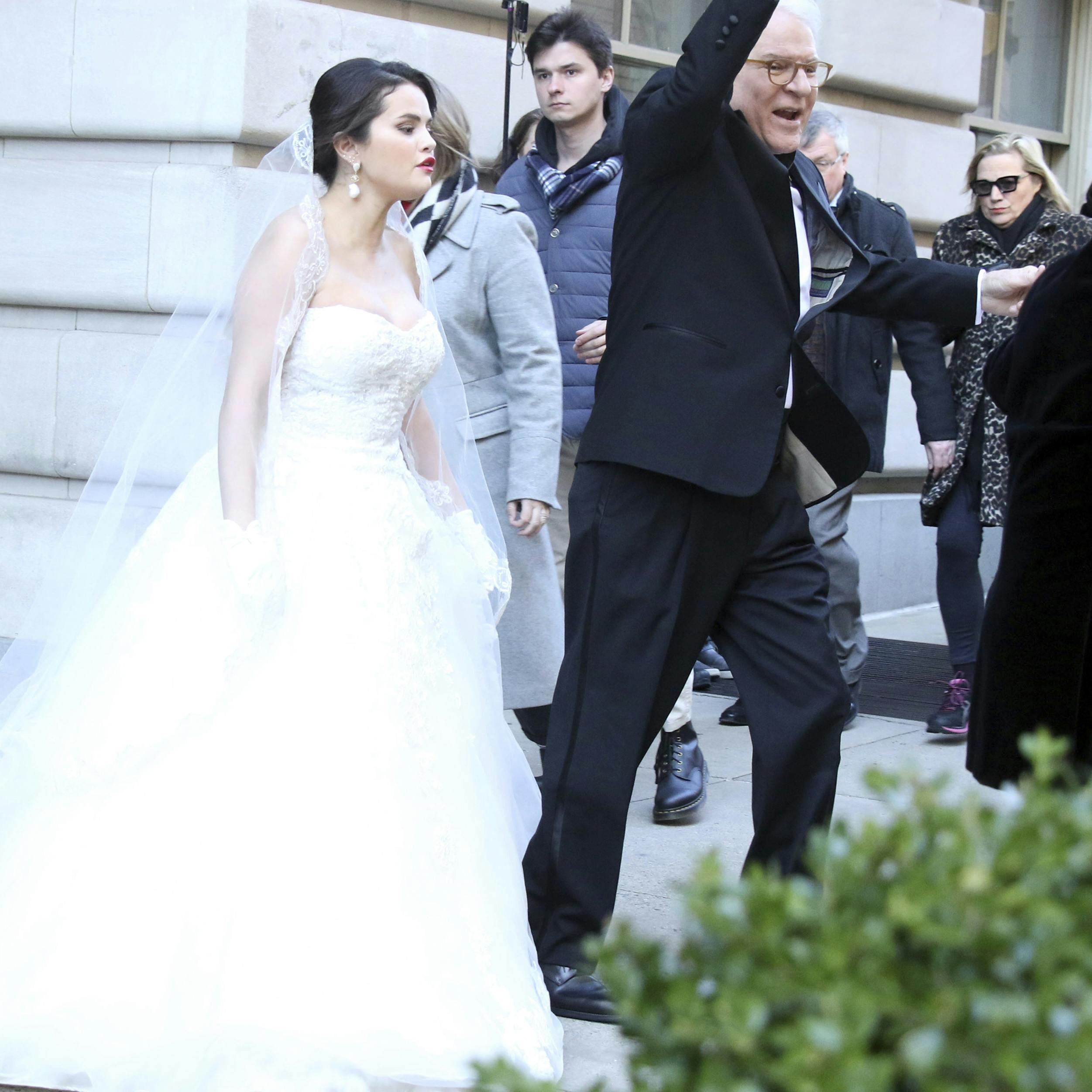 Selena Gomez med "Only Murders in the Building"-kollegerne Martin Short og Steve Martin.