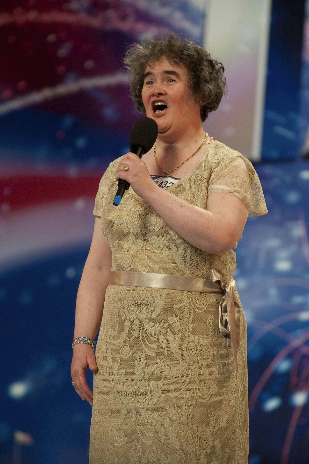 Sådan så Susan Boyle ud, da hun tog verden med storm i "Britain's Got Talent" tilbage i 2009.

