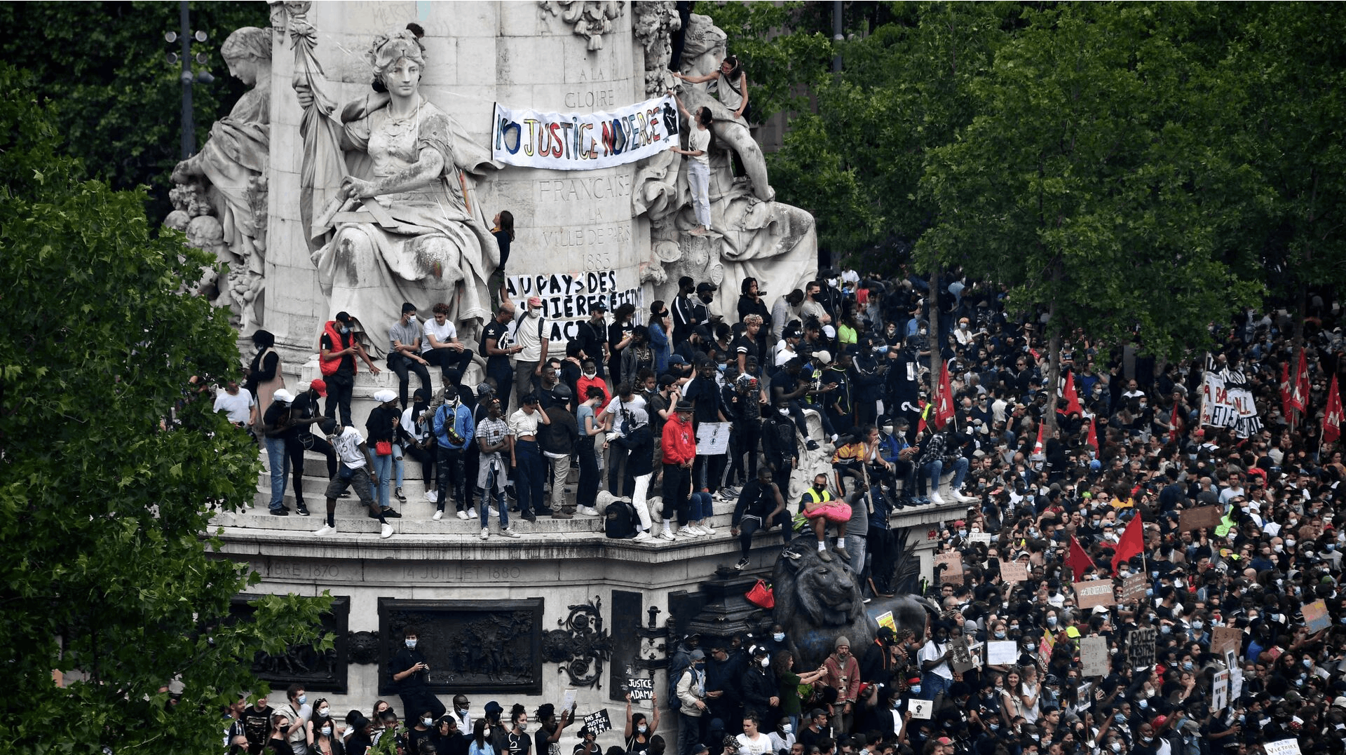 Billedet er ikke fra den seneste demonstration i Frankrig.