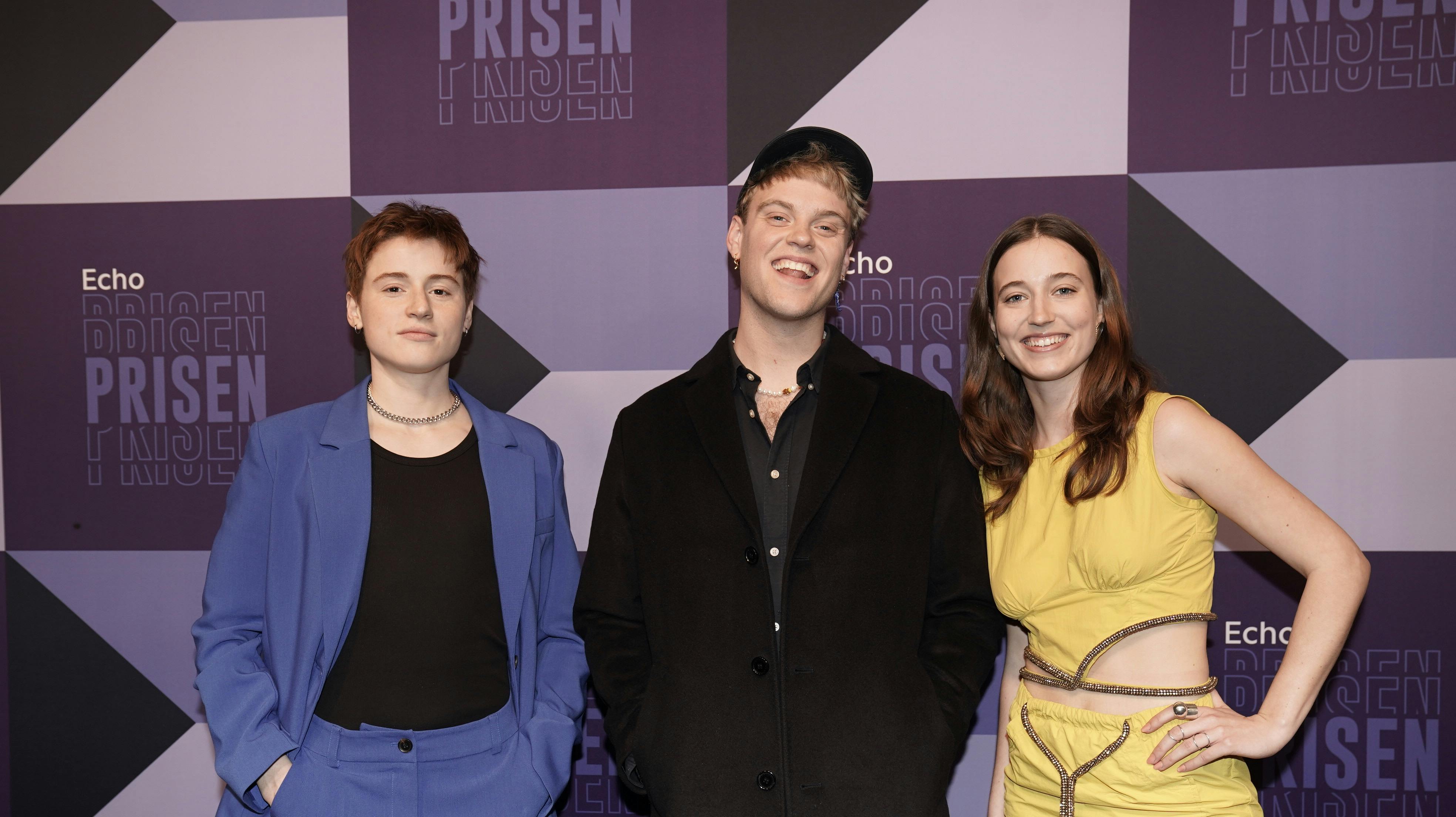Nina Rask, Hjalmer og Fanny Bornedal er værtstrioen, der skal sørge for den gode stemning til EchoPrisen. 