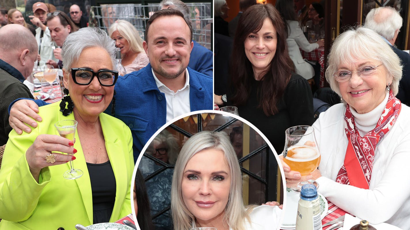 Snapsen flyder i stride strømme i Grøften, hvor en perlerække af kendisser er samlet for at fejre Tivolis åbning. 