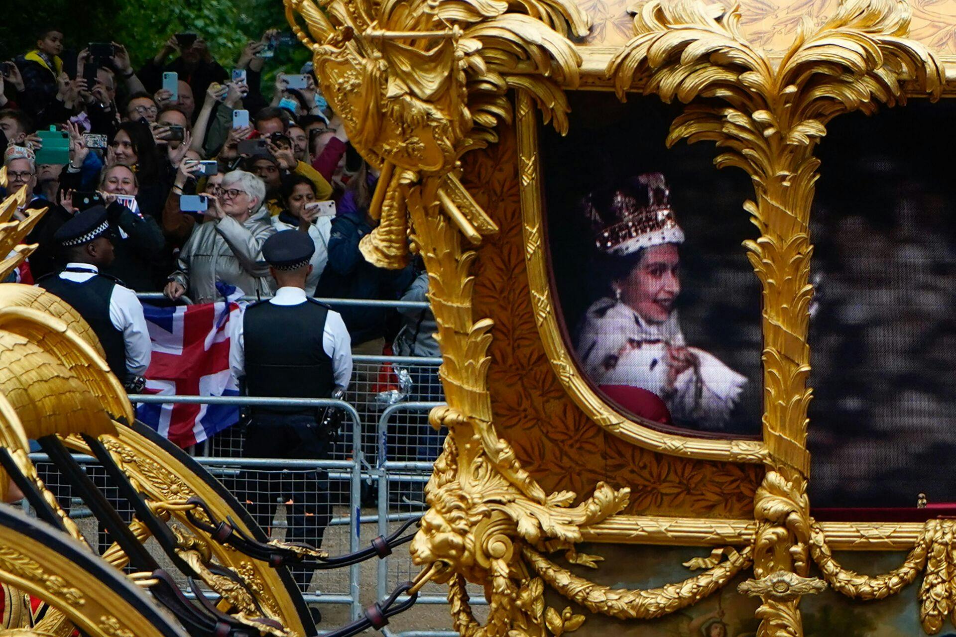 Guldkaraten var tom, da den sidst kørte gennem Londons gader i anledning af dronning Elizabeths jubilæum 5. juni 2022.

