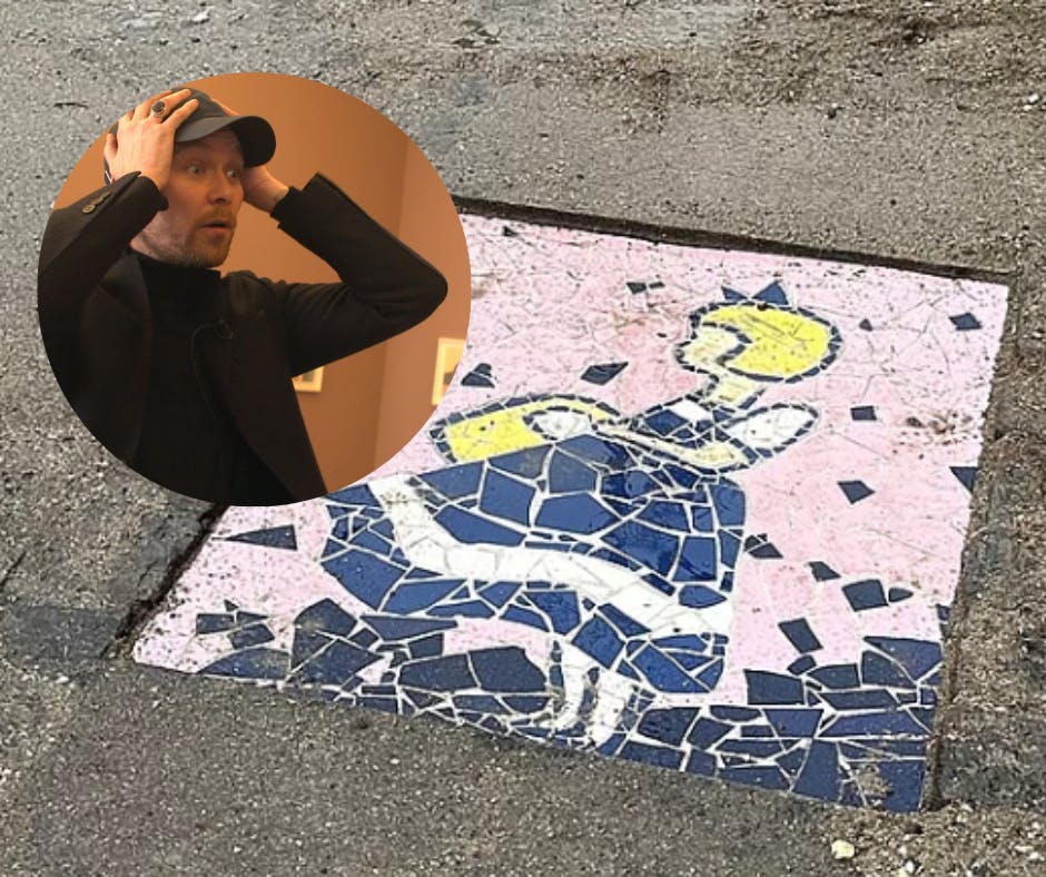 Mathias Kryger, der undersøgte kostbar kunst i DR-programmet "Makværk eller mesterværk" kan godt se fidusen i den mystiske Irma-streetart&nbsp;
