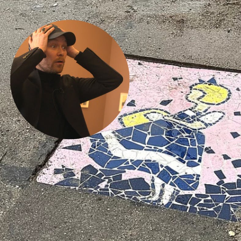 Mathias Kryger, der undersøgte kostbar kunst i DR-programmet "Makværk eller mesterværk" kan godt se fidusen i den mystiske Irma-streetart 