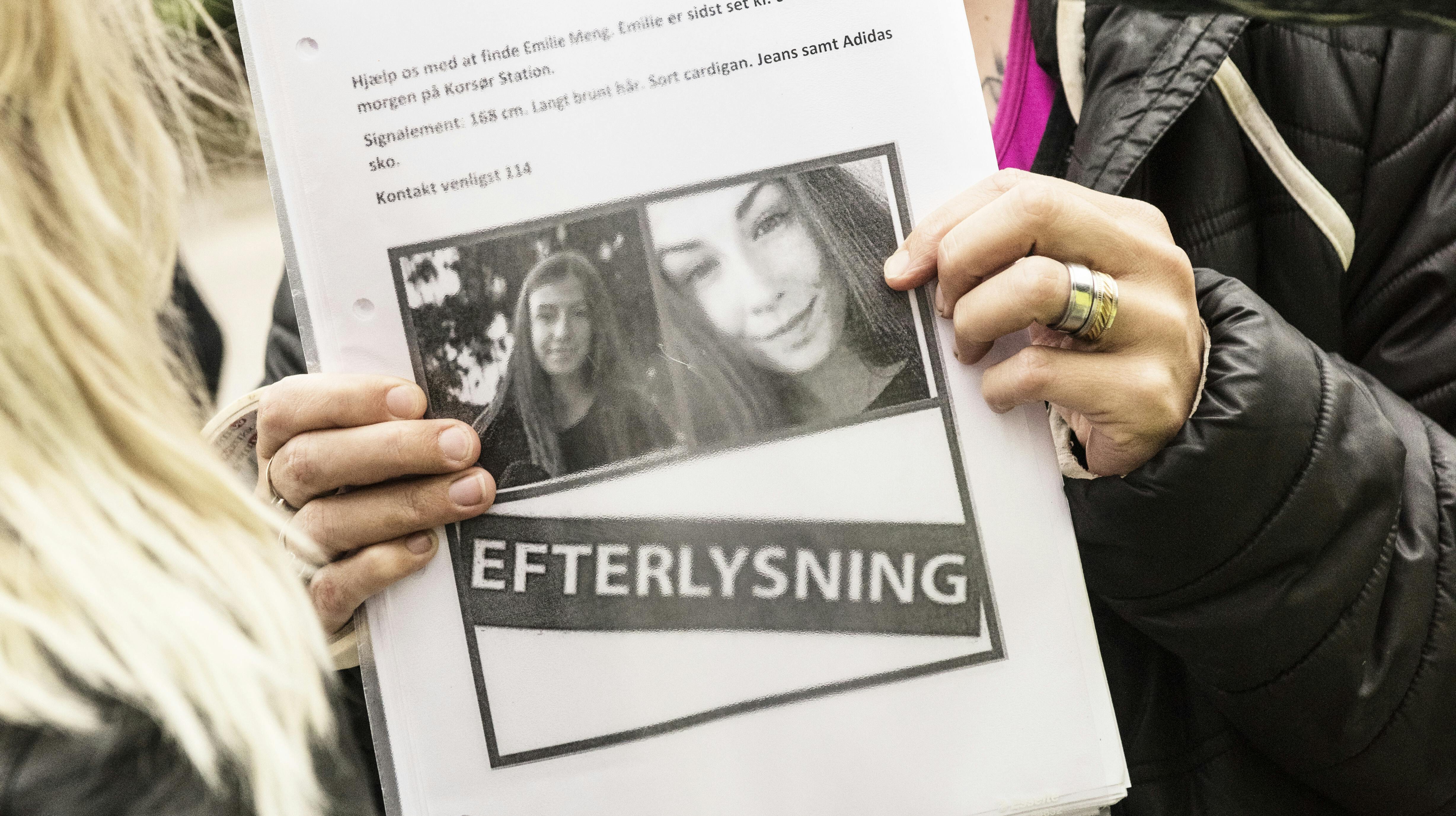 Eftersøgningen af den forsvundne 17-årige Emilie Meng var storstilet, men hun blev først fundet juleaftensdag et halvt år senere i en sø ved Borup. 