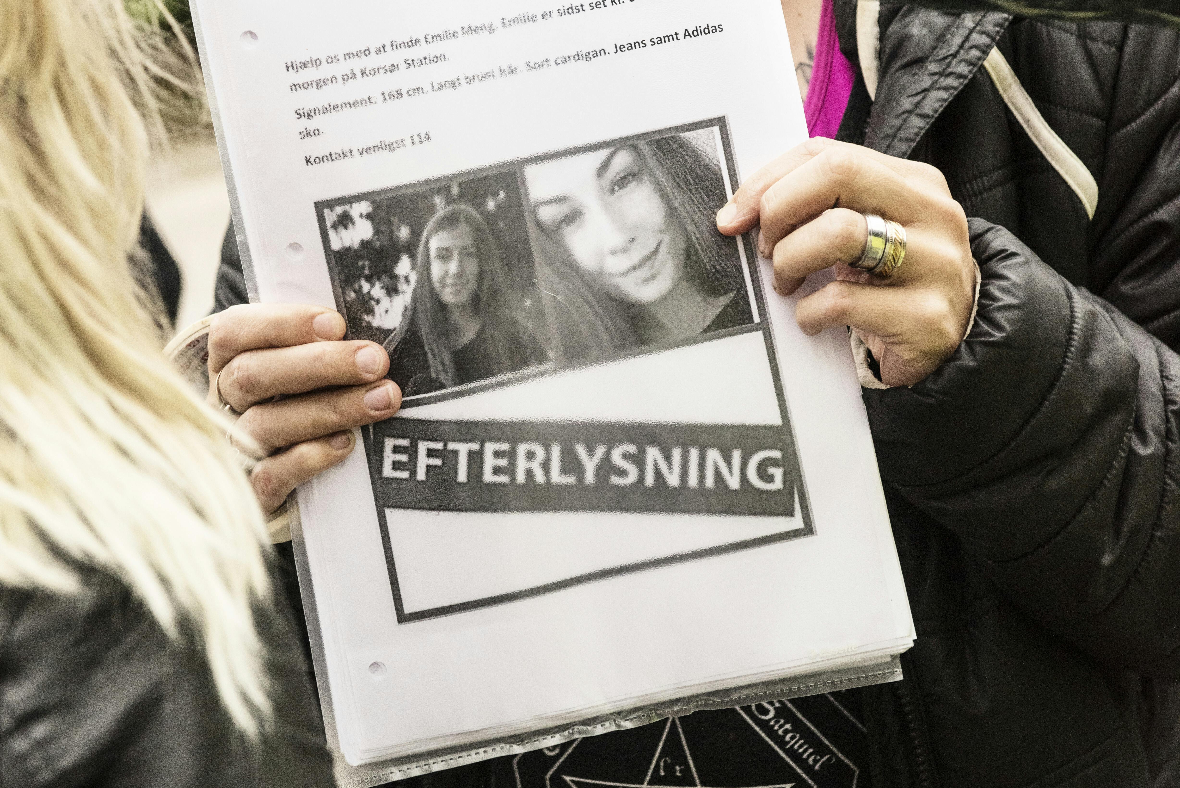 Emilie Meng forsvandt efter en bytur i juli 2016 og blev først fundet et halvt år senere død i en sø. 