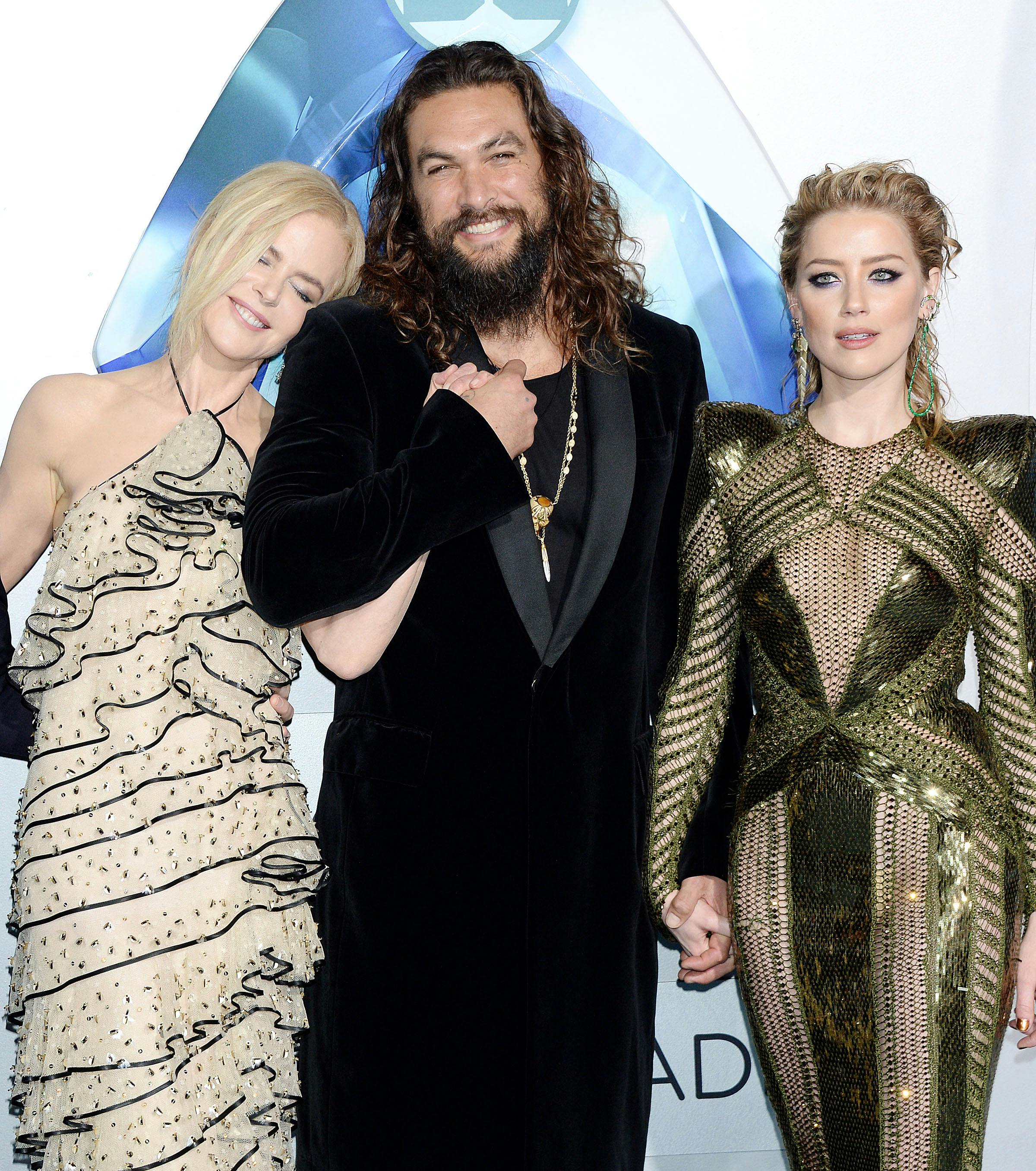 Nicole Kidman, Amber Heard og Jason Momoa til verdenspremiere på "Aquaman" i december 2018. Allerede året forinden var Amber Heard blevet skilt fra Johnny Depp efter blot to års ægteskab.