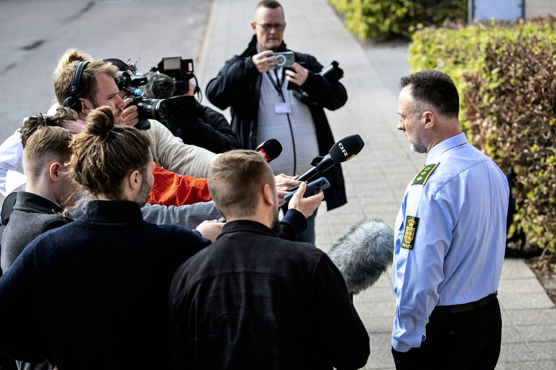 Vicepolitiinspektør Peter Malmose under pressemødet på politigården i Albertslund, fredag den 6. maj 2022. Det var her, han fortalte, at man havde sigtet en mand for drabet på Louise Borglit.&nbsp;
