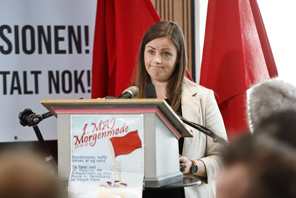 Enhedslistens politiske ordfører, Mai Villadsen, maner til sammenhold i sin 1. maj-tale.