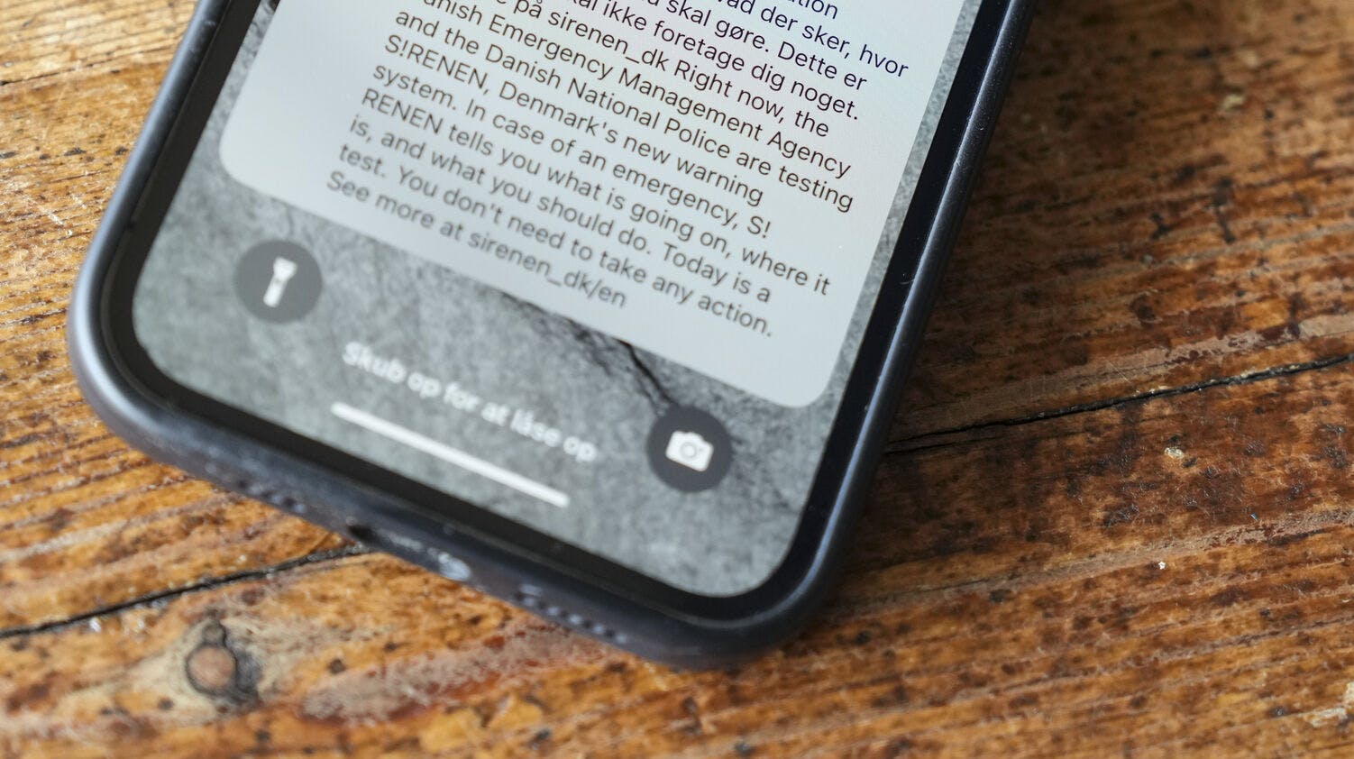 Sådan skulle din telefon gerne have set ud klokken 12.00, men det var ikke alle borgere, der fik test-alarmen.