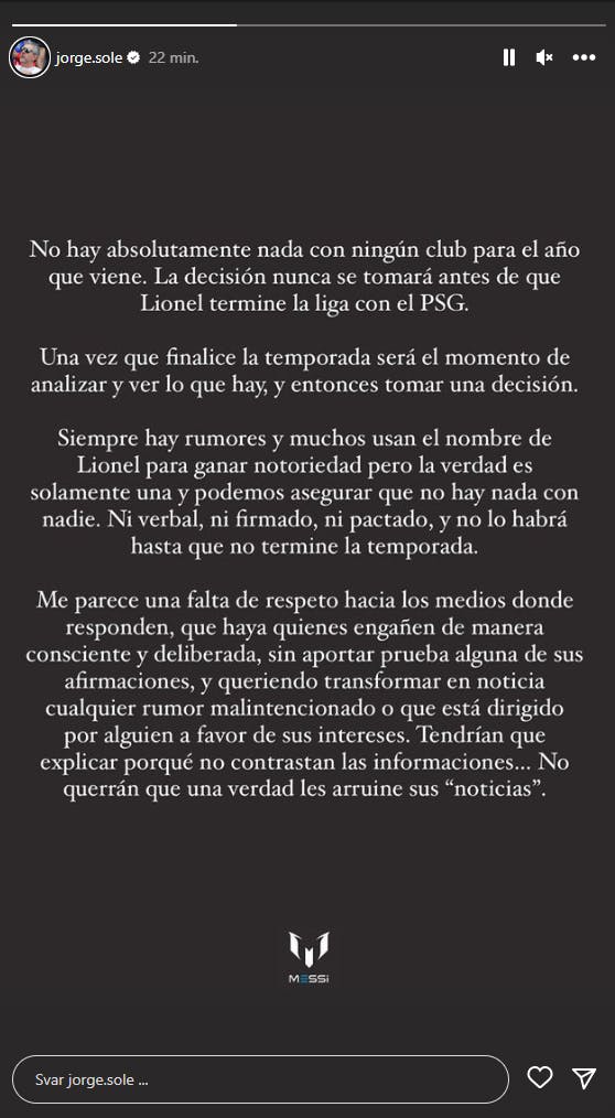 Jorge Messis udtalelse. 