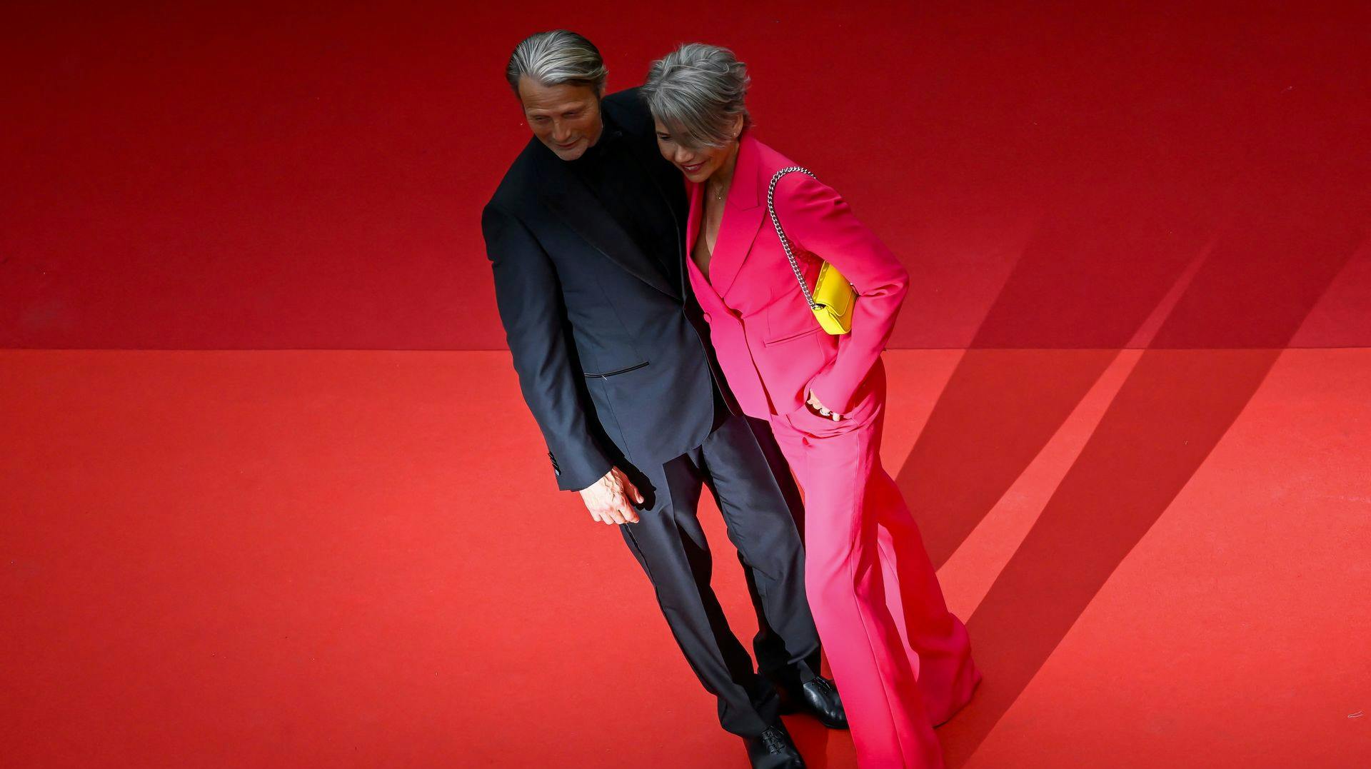 Mads Mikkelsen og konen, Hanne Jacobsen, til åbningsceremonien af Cannes Film Festival og screeningen af Johnny Depps nye film.