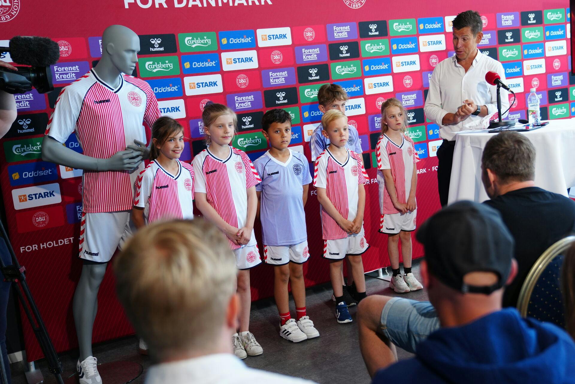 Sådan ser trøjen ud, som landsholdet skal bære, når de møder Nordirland og Slovenien. 