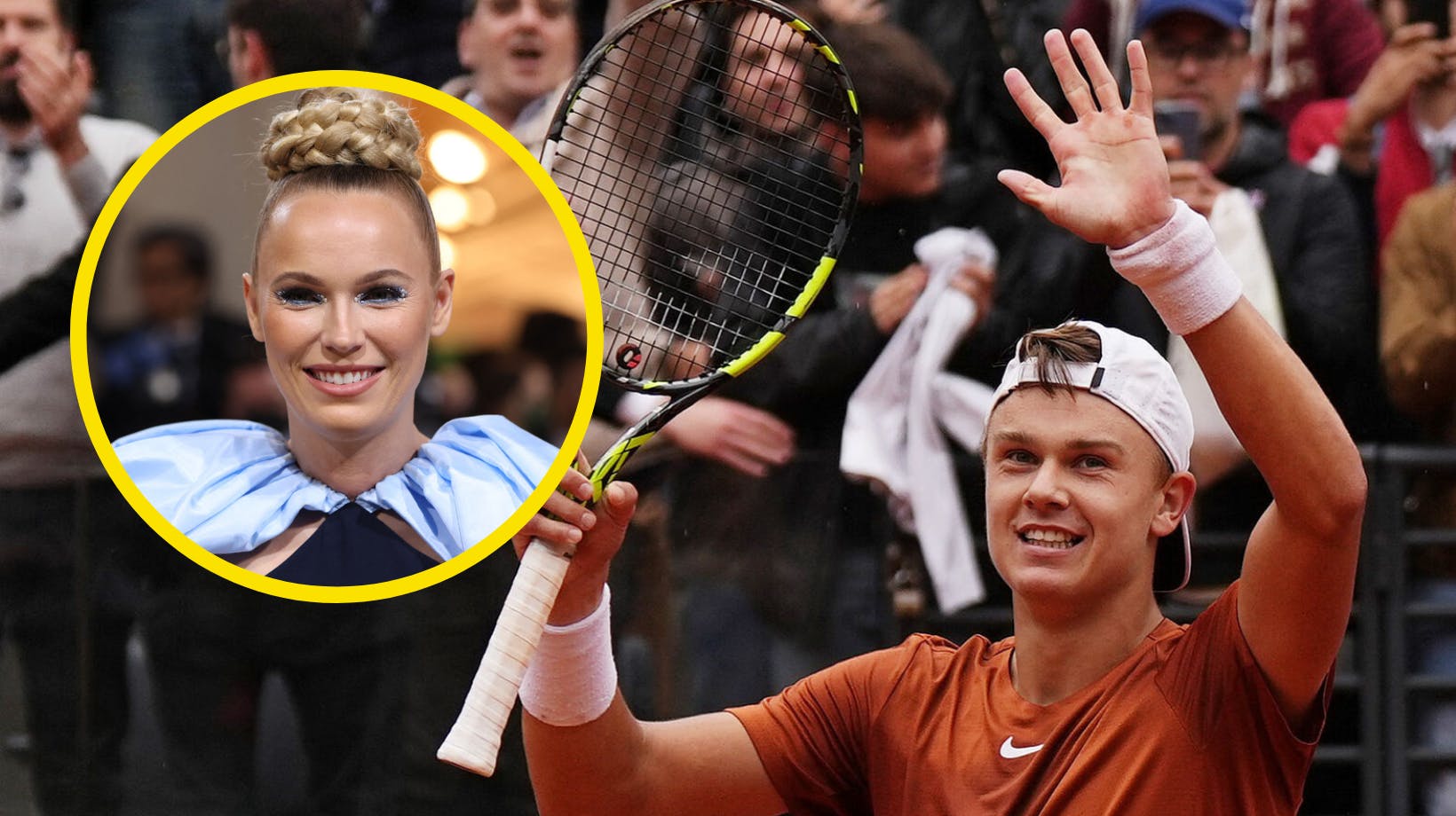 Holger Rune og Caroline Wozniacki uddelte krammere, da de mødtes i Paris. Men de to støder ofte ind i hinanden.