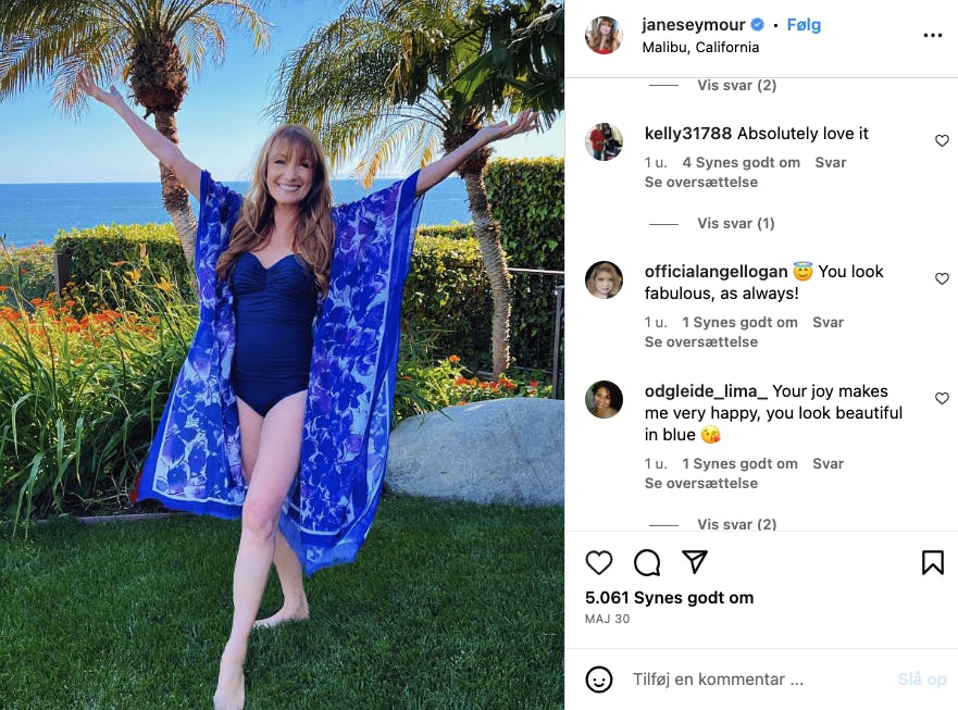 72-årige Jane Seymour stråler. 