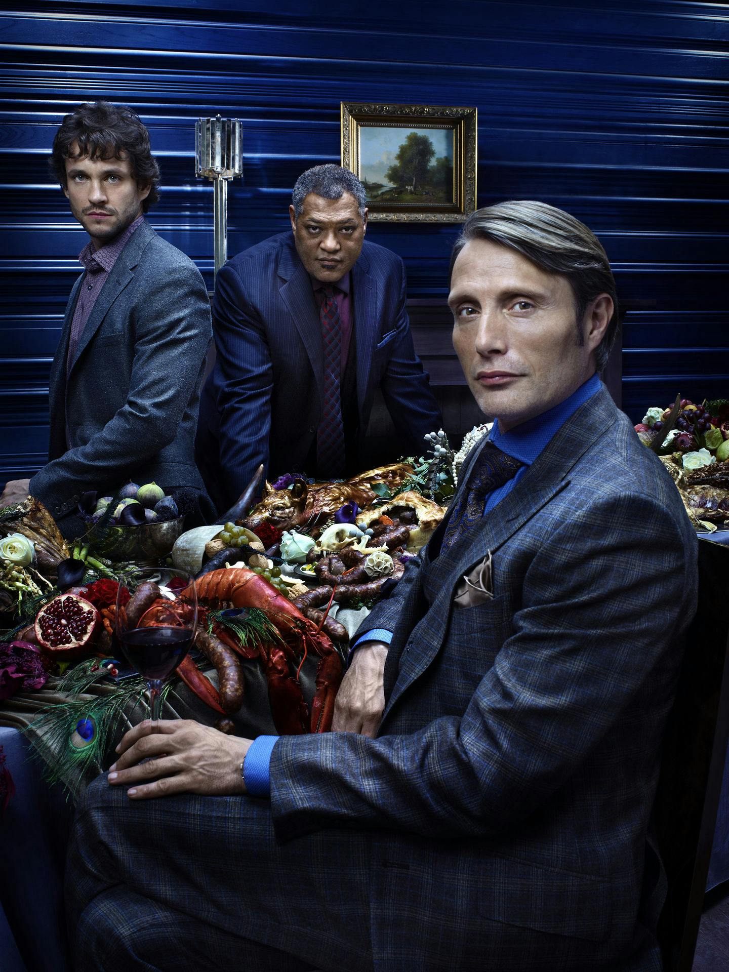 Hovedrollerne i "Hannibal": Hugh Dancy, der spiller Special Agent Will Graham, Laurence Fishburne, der spiller Agent Jack Crawford og Mads Mikkelsen som Dr. Hannibal Lecter.