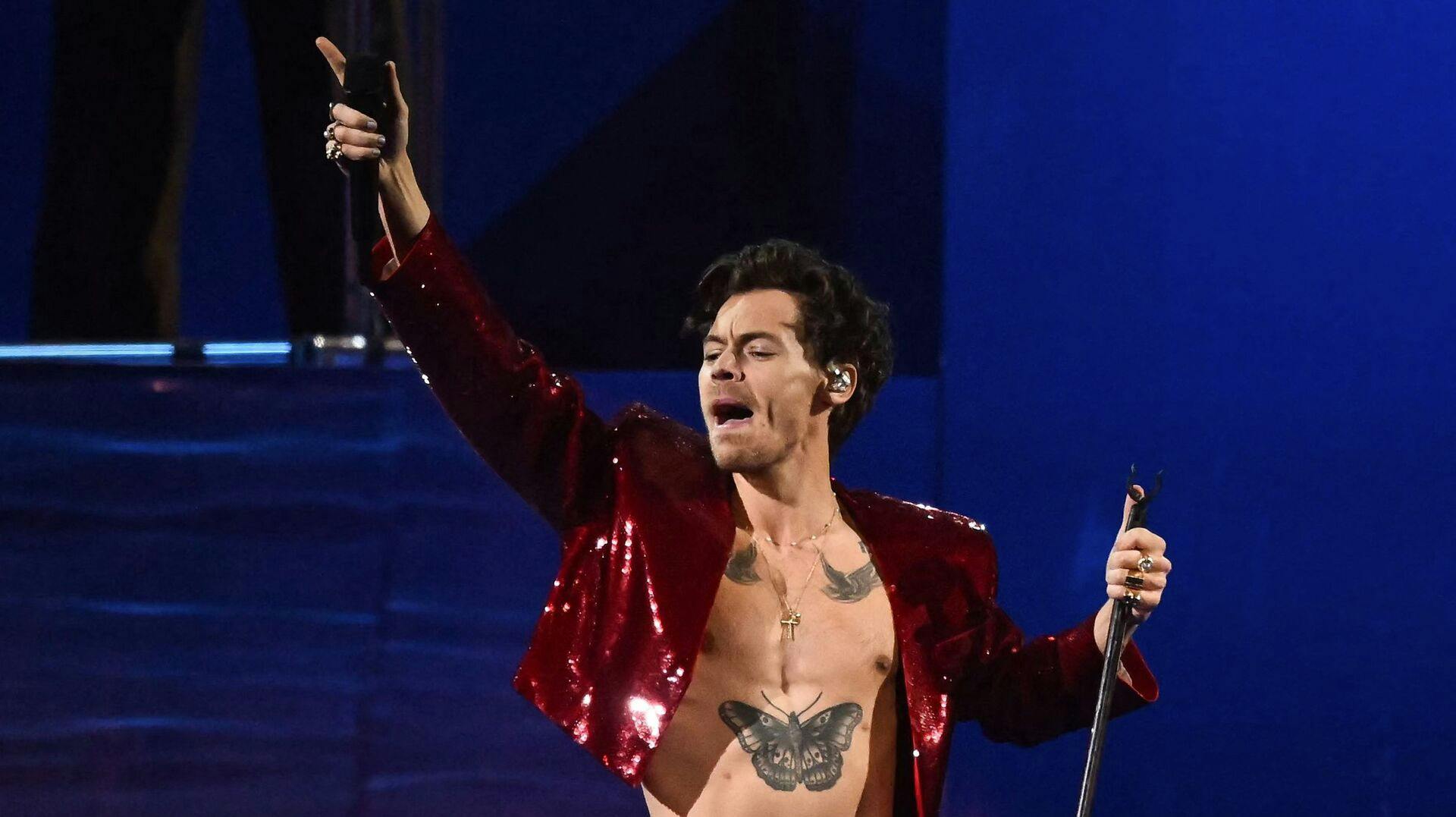 Harry Styles interagerer ofte med sine fans under sine shows. Foto: Ritzau Scanpix