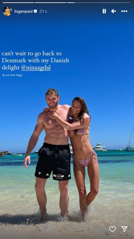 Logan Paul tager kæresten Nina Agdal med hjem til Danmark på tirsdag.