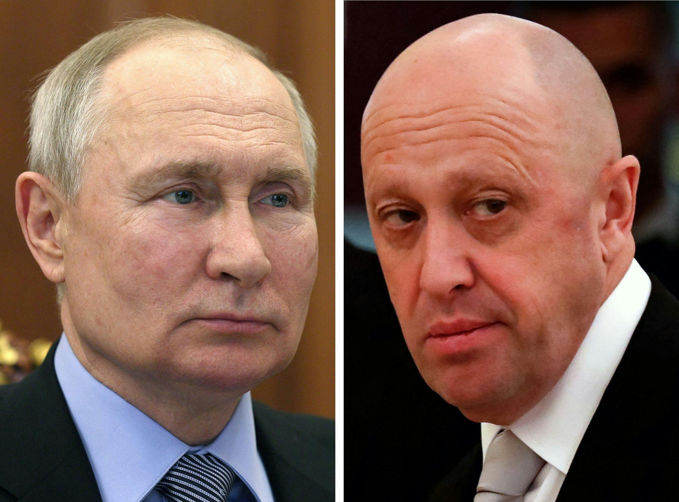 Wagner-gruppens leder, Jevgenij Prigozjin og Ruslands præsident Vladimir Putin 