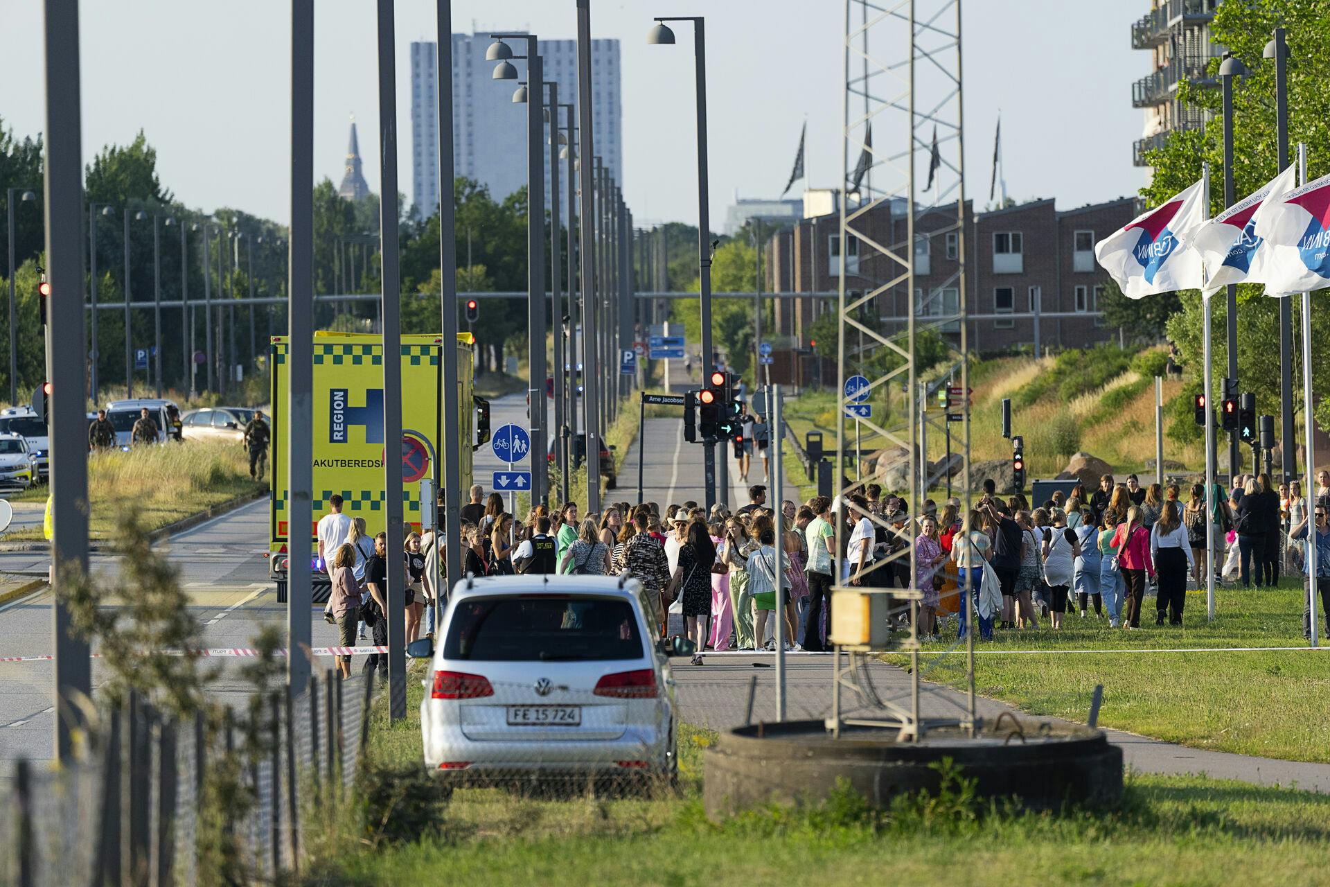 Indkøbscenteret Fields i Ørested, søndag den 3. juli 2022. Der er afgivet skud i Shoppingcenteret Fields og flere personer er ramt, ifølge Københavns Politi.. (Foto: Claus Bech/Ritzau Scanpix)